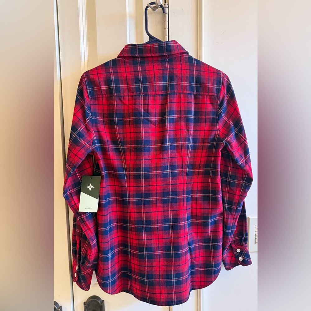 Tuckernuck NWT Red Plaid Ruffle Flannel Shirt Size Small ❤️❤️❤️ - Picture 3 of 6